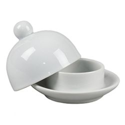 Масленка икорница 30 мл d5,5 см с крышкой белая фарфор P.L. Proff Cuisine