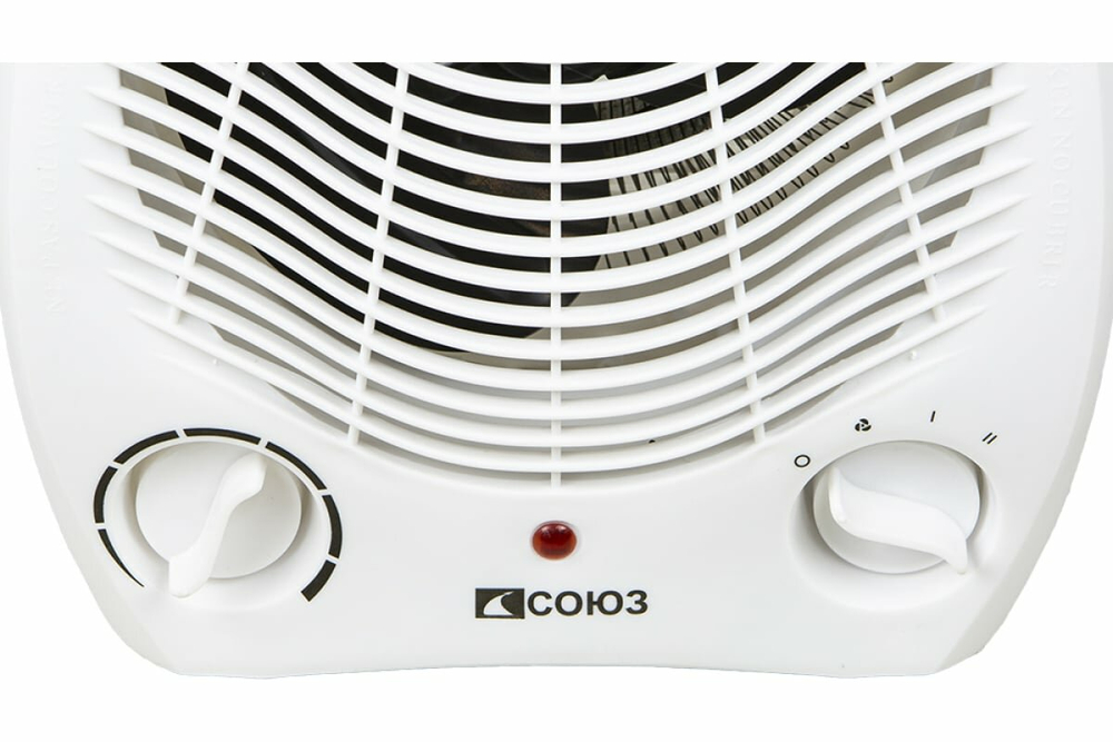 Тепловентилятор Союз ТВС-2000, белый, спиральный нагреватель, механическое управление