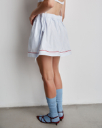 Юбка мини из хлопка Гуччи в полоску голубой/белый