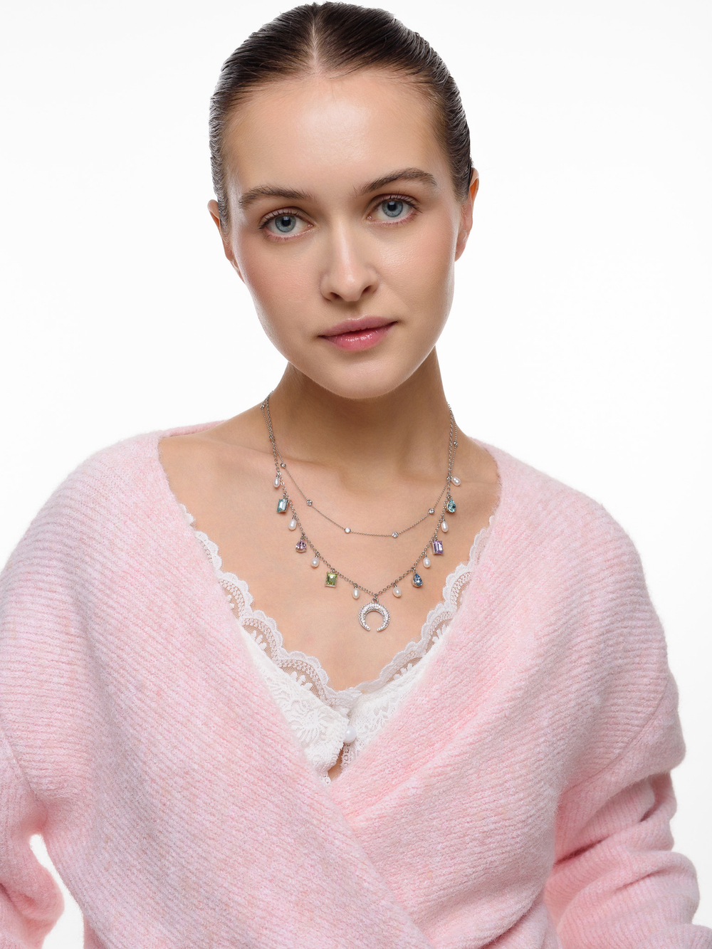 Колье "Rainbow Moon Cascade" Silver