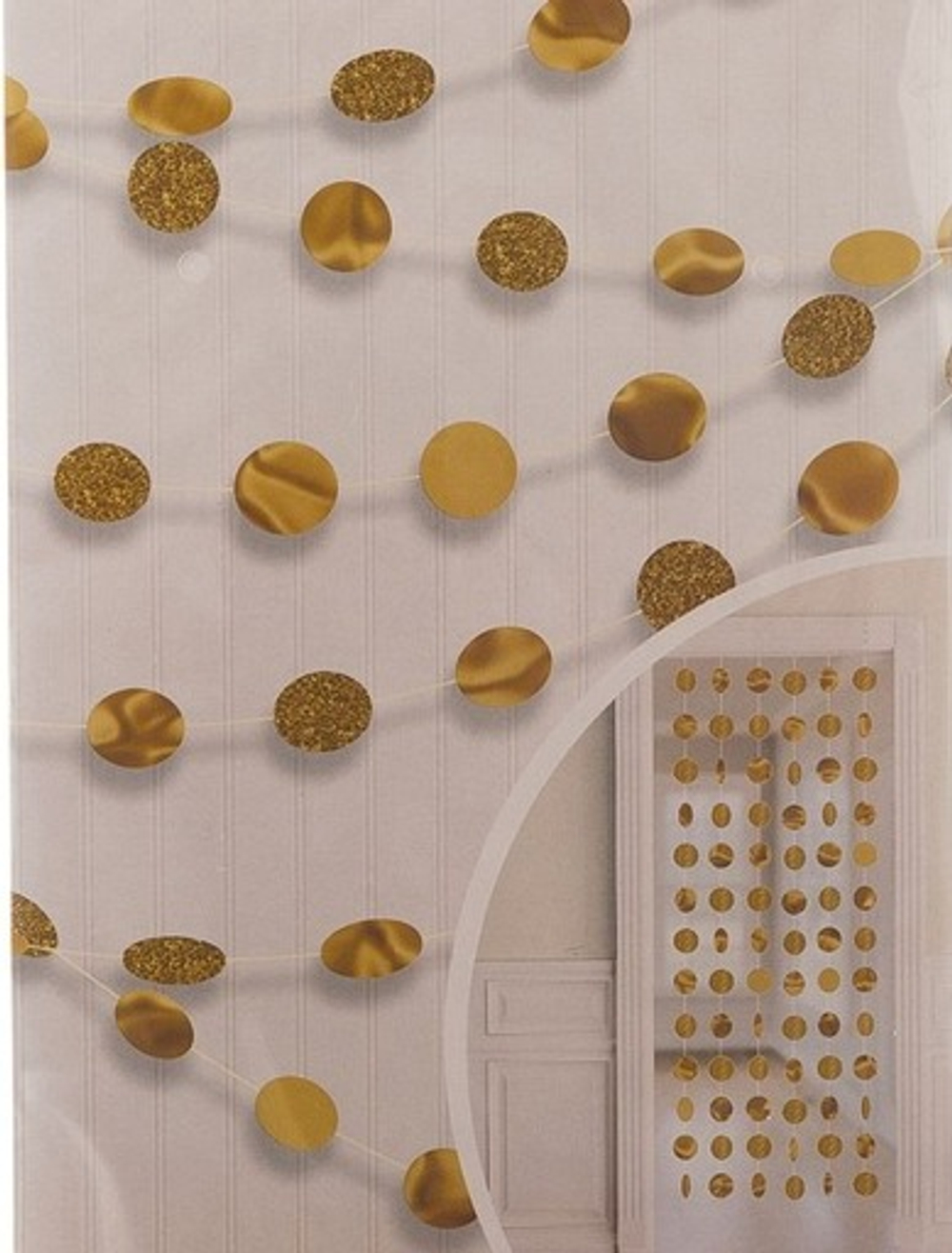 Гирлянда Круги Gold блеск 2,1м 6шт