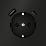 Розетка встраиваемая VOLTUM S70 с заземлением и защитными шторками, 16А, с USB, A+С, (черный матовый)