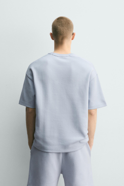 ZARA ТОЛСТОВКА RELAXED FIT ИЗ ИНТЕРЛОКА, ГОЛУБОЙ