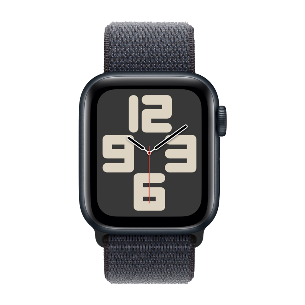 Часы Apple Watch SE, 40 мм, алюминий цвета «тёмная ночь», браслет Sport Loop чернильного цвета (2024)