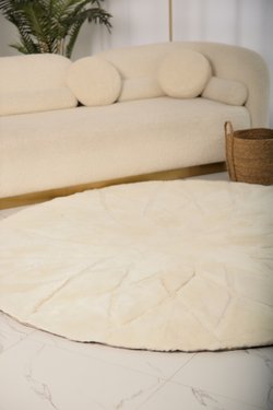 Круглый ковер "Астра" из натурального меха с подкладом