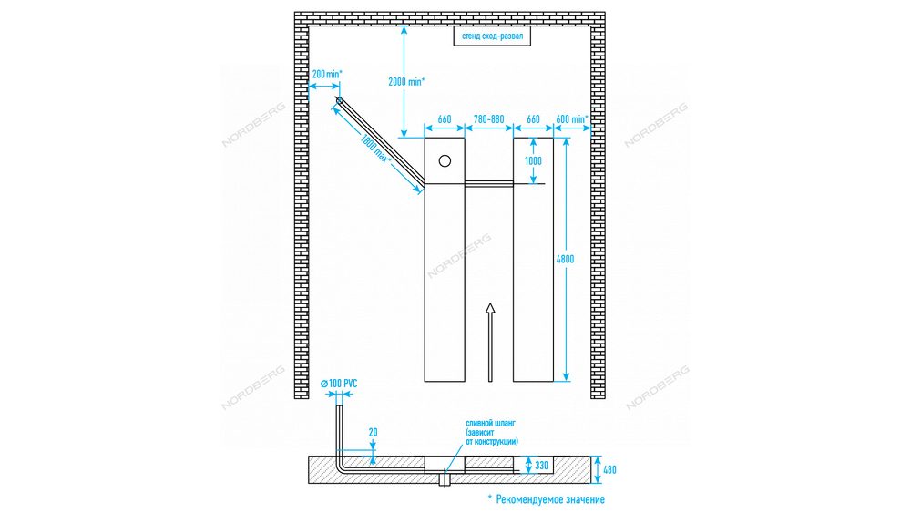 Подъемник ножничный для сход-развала 4,5 т, 380 В, 2 уровня, аварийное опускание, серый NORDBERG N635-4,5G_380_H