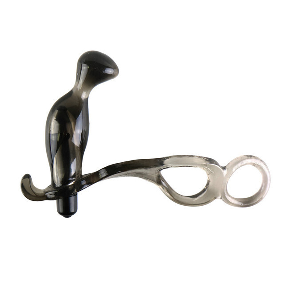 Эрекционное кольцо с анальной пробкой с вибрацией черное Sextoy (Цвет: черный)