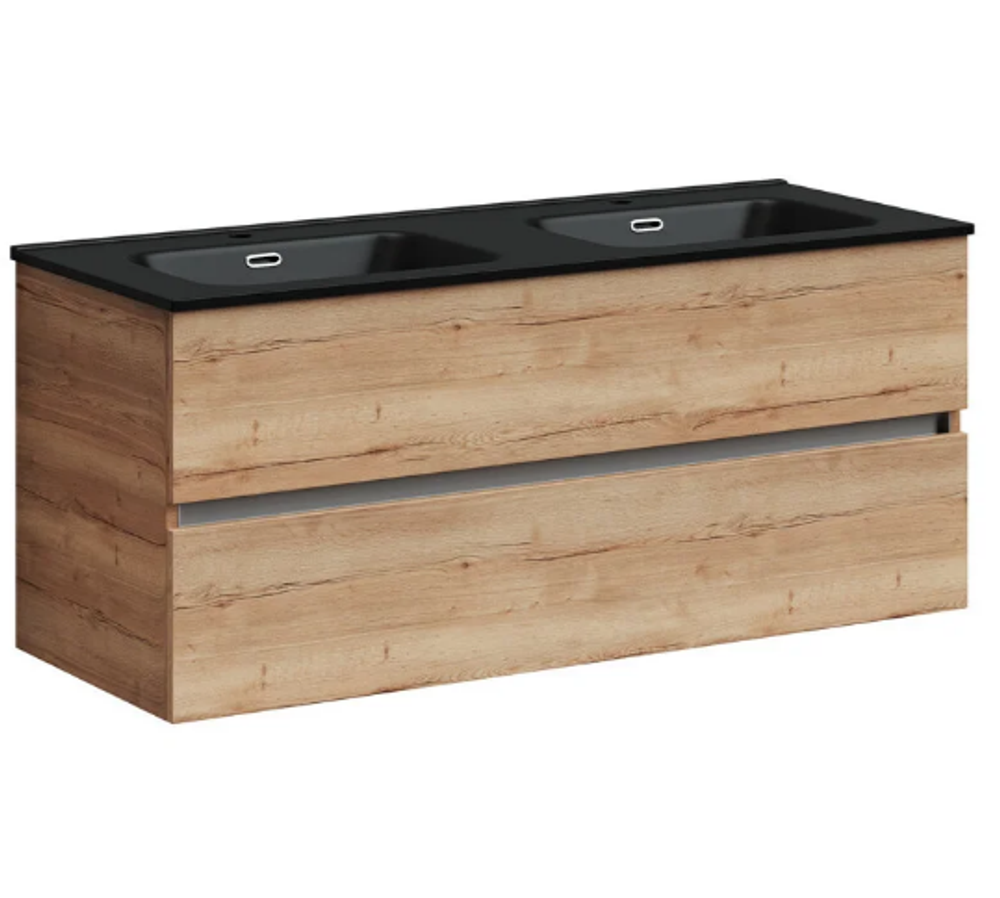 Тумба подвесная SANCOS Urban 1190х450х550, c двумя ящиками оснащенными доводчиками, дуб галифакс натуральный , арт. UR120-2EG