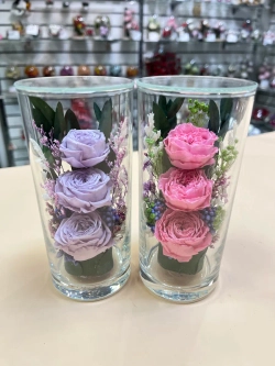 натуральные цветы в стекле, вакуум