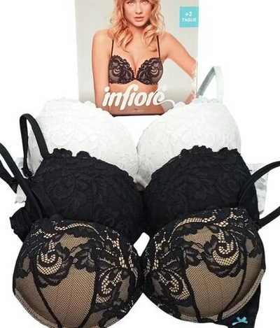 Супер пуш-ап бюстгальтер из кружева и мягкой микрофибры (Размер: 1B) (Цвет: черный с бежевым)