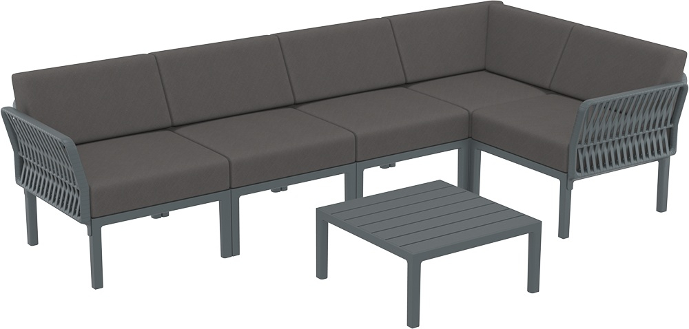 Комплект пластиковой мебели Siesta Contract Portofino Lounge Corner, темно-серый, темно-серый