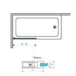 Шторка на ванну JUWEL - левая сторона - [800x1500] распашная, прозрачные стекла. Профиль - Золото