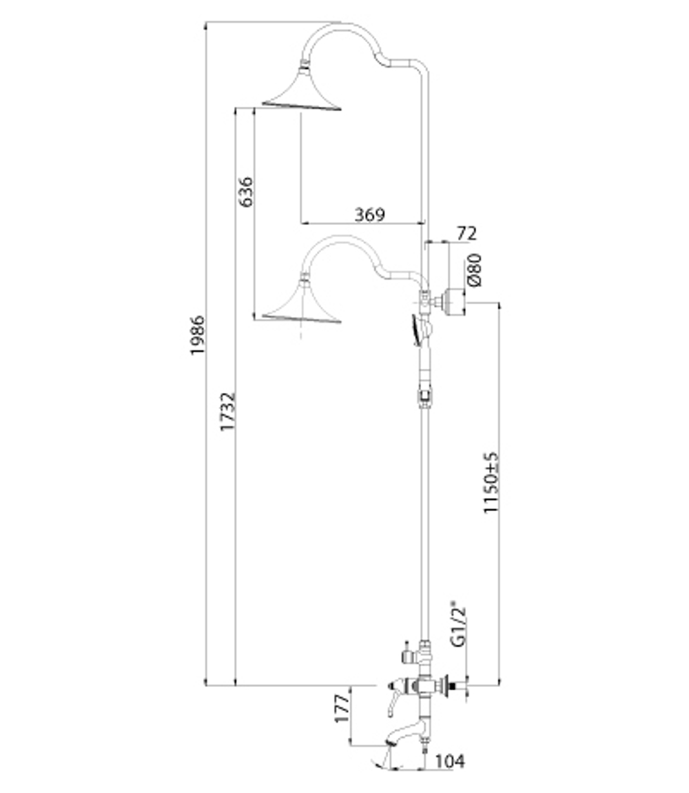 Смеситель для ванны и душа с регулируемой высотой штанги, поворотным изливом и верхней душевой лейкой "Тропический дождь" LEMARK GREEK – LM5562GG