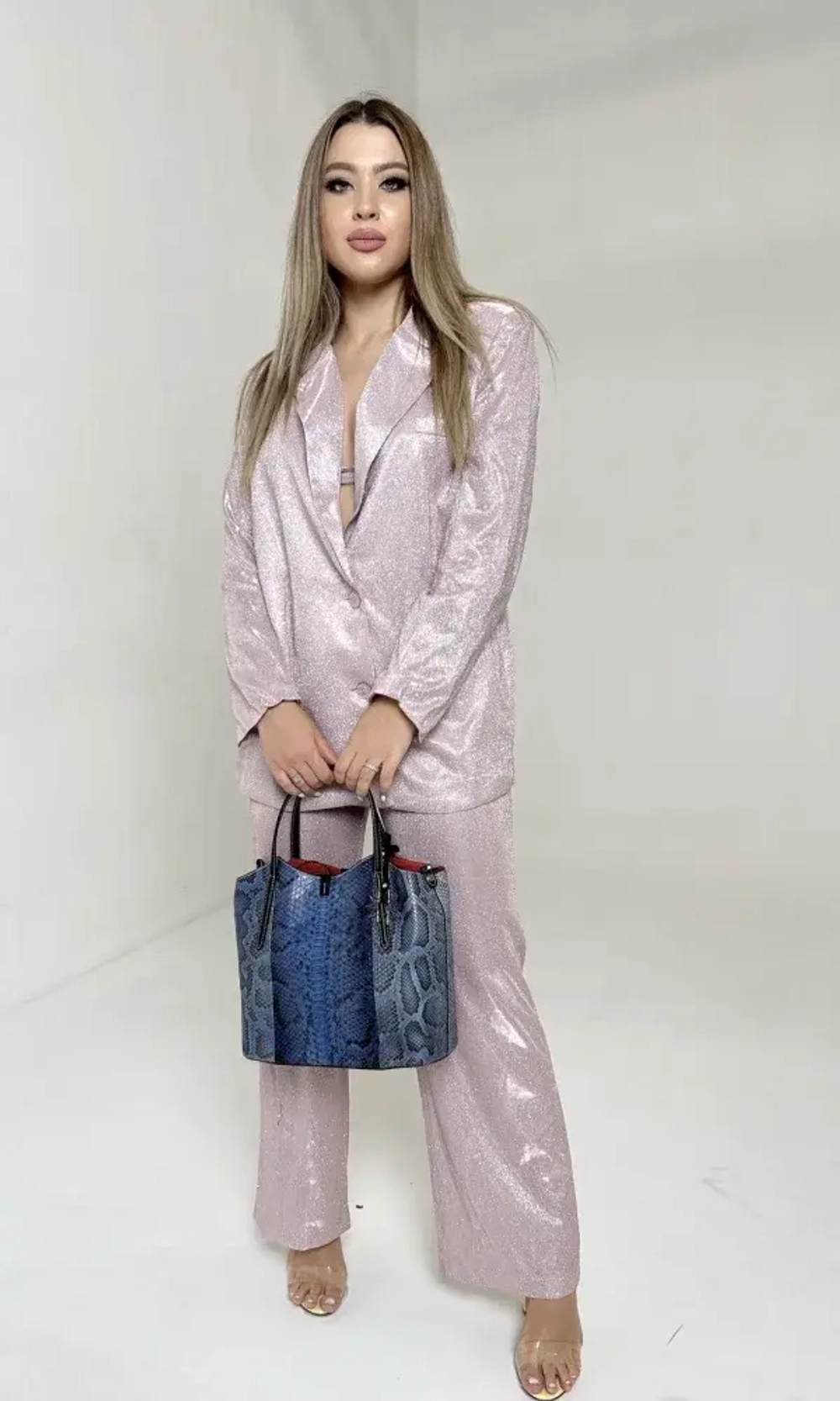 Сумка из натурального питона сине-голубого цвета