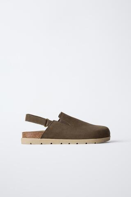 ZARA КОЖАНЫЕ САБО, КОРИЧНЕВЫЙ