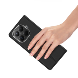 Чехол книжка из кожи черного цвета от Dux Ducis для Xiaomi 15T Pro, серия Skin Pro Series