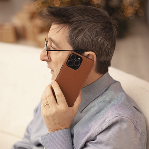 Чехол-накладка для iPhone 15 Pro Max из кожи теленка, цвета карамель