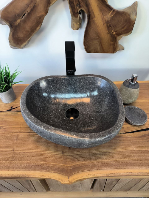 Раковина из речного камня RS-65787 44х36х15 из натурального камня