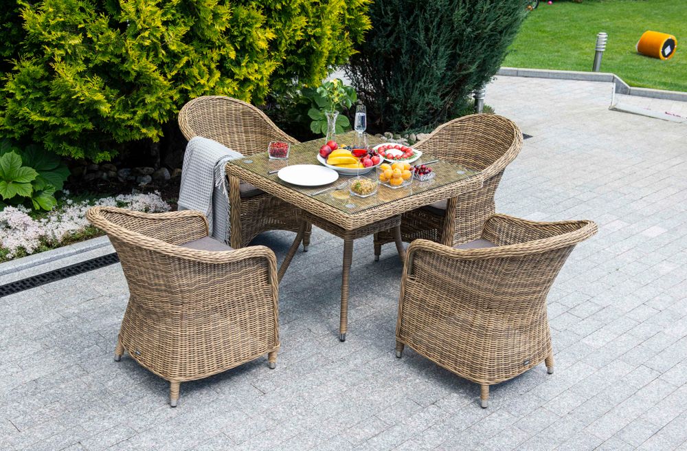 "Фредо" обеденная группа из искусственного ротанга, цвет соломенный