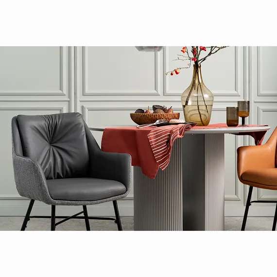 Стул Allar серый, экокожа, рогожка