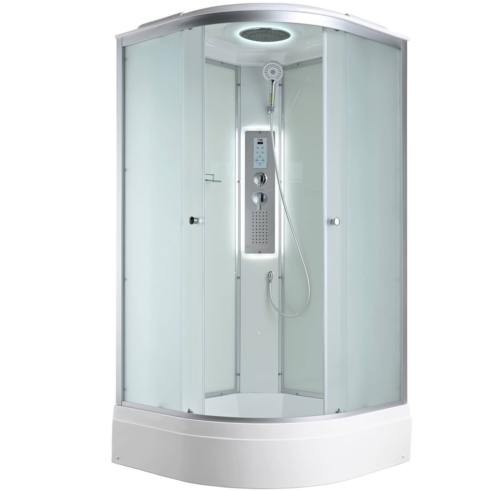 Душевая кабина AvaCan (АваКан) C3080 LED со средним поддоном, с ГМ, с электрикой и LED освещением, 80х80х215