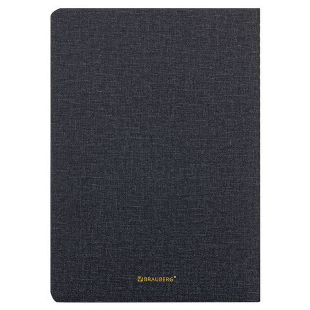 Тетрадь 48 л. в клетку обложка кожзам под рогожку, сшивка, A5 (147х210мм), ЧЕРНЫЙ, BRAUBERG MOVE, 403842