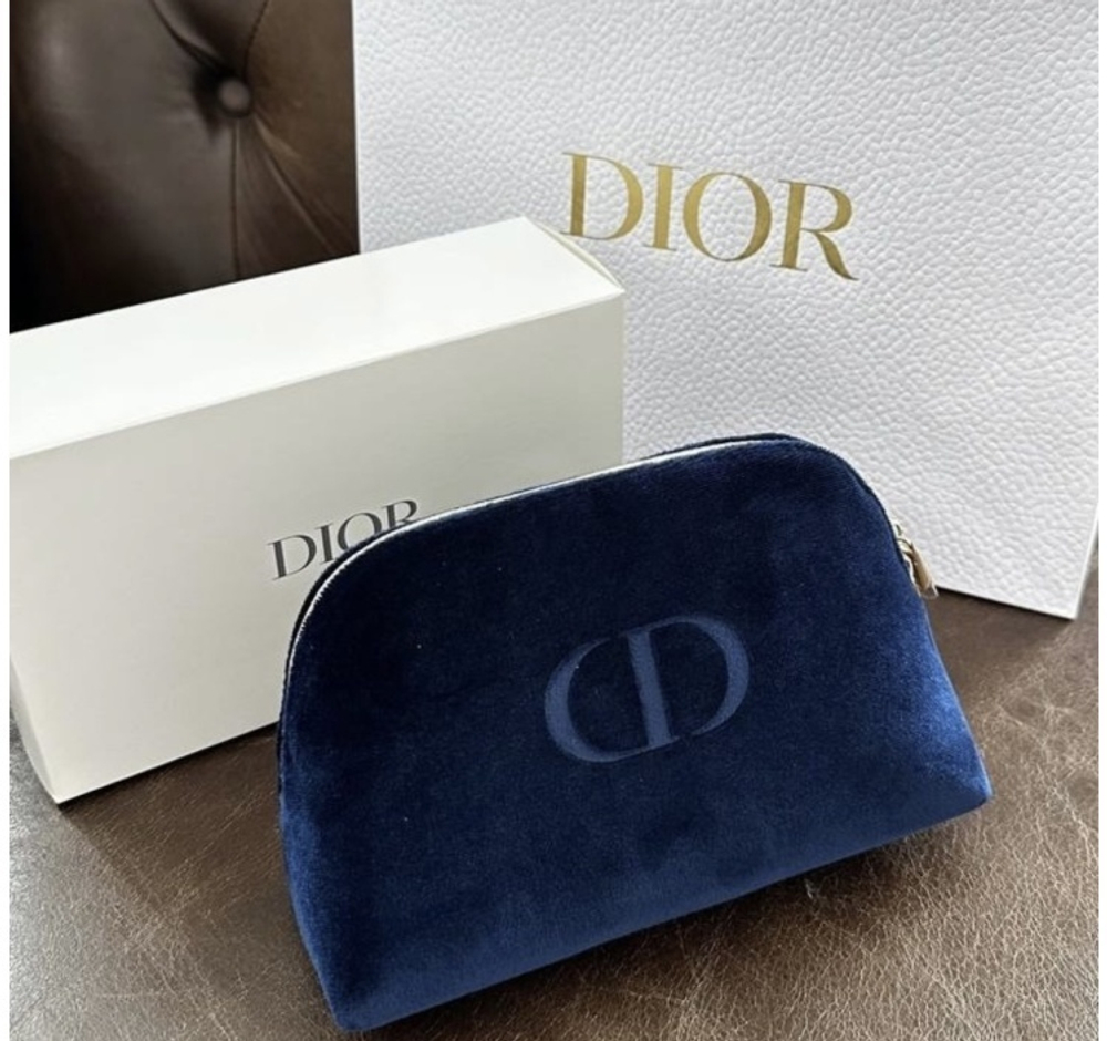 Косметичка Dior бархат синяя