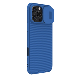 Чехол синего цвета с сдвижной шторкой для камеры от Nillkin для iPhone 16 Pro Max, серия CamShield Pro Case