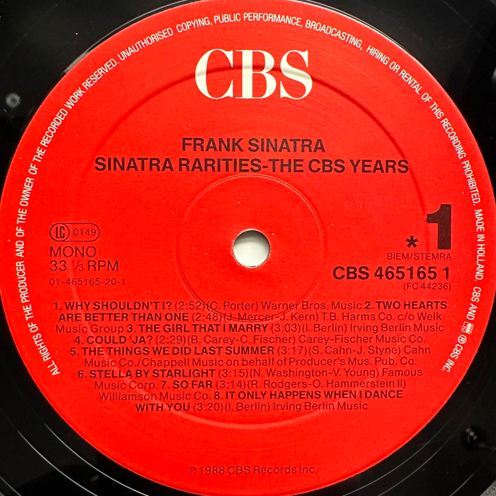 Frank Sinatra ‎– Sinatra Rarities - The CBS years (Голландия 1988г.)