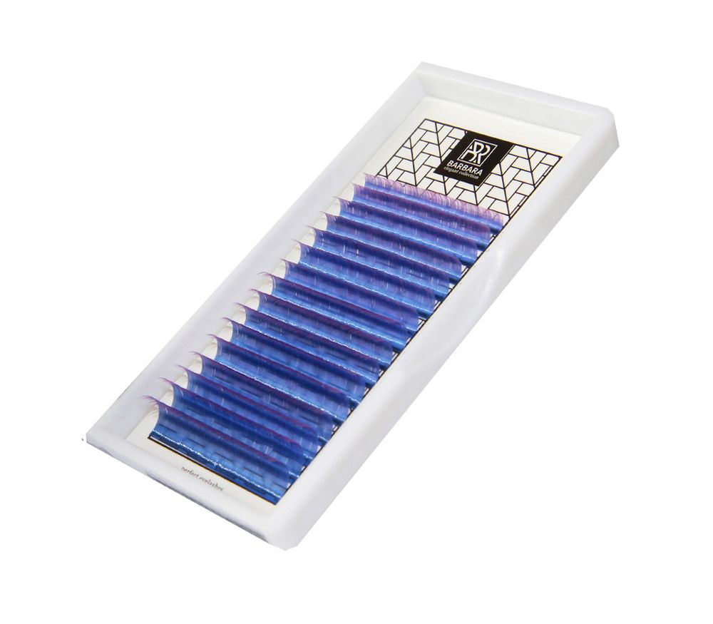 Сине-фиолетовые Омбре колорированные ресницы barbara MIX - 16 линий