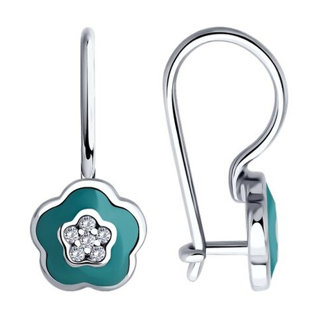 Серьги из серебра с фианитами