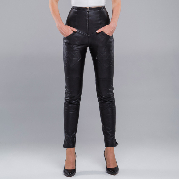 Кожаные брюки женские