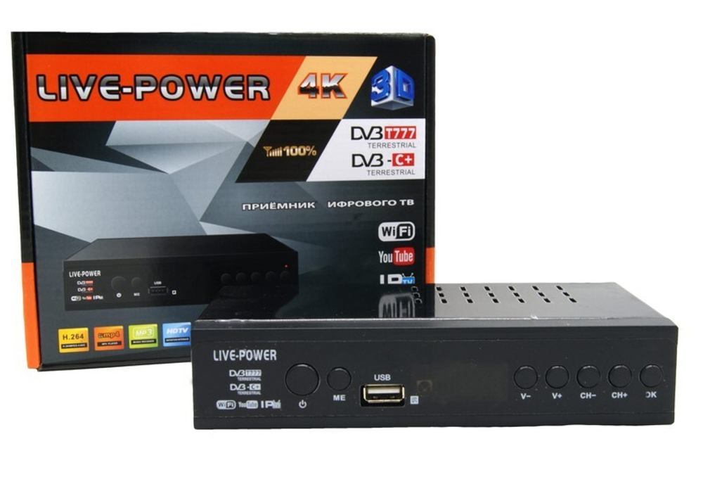 Цифровая ТВ приставка DVB-T-2 LIVE POWER T777 (Wi-Fi) + HD плеер