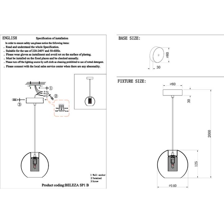 Подвесной светильник Crystal Lux Beleza SP1 B Chrome