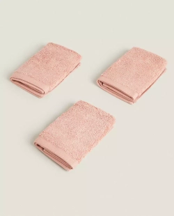 ZARA HOME (НАБОР ИЗ 3 ШТ.) ПОЛОТЕНЦЕ ИЗ ВЫСОКОКАЧЕСТВЕННОГО ХЛОПКА, РОЗОВЫЙ