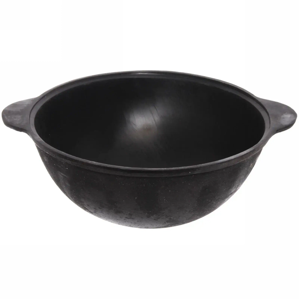 Казан чугунный 4 литра с крышкой с плоским дном