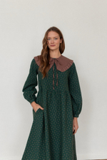 Платье Аврора из фланели для беременных и кормящих, Темно-зеленый с цветами