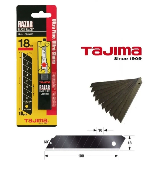 Лезвия TAJIMA, LСB-50, 18 мм, обламывающиеся, 10 шт. в футляре