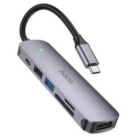 Hoco HB28 Adapter HUB USB-C 6-in-1 (1*USB 3.0, 1*USB 2.0, HDMI, SD, TF, PD) - HDMI 4K Адаптер