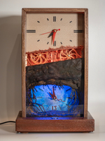 Настольные часы "Изнанка" - арт-объект с двумя циферблатами и подсветкой