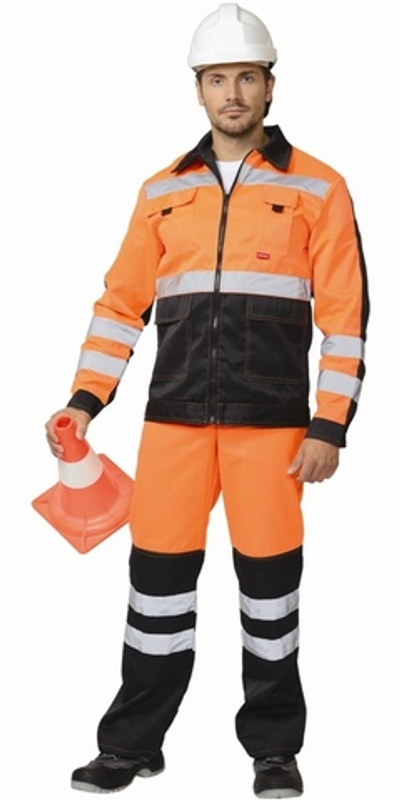 Костюм "МАГИСТРАЛЬ-ЛЮКС" : куртка, брюки оранжевый с чёрным и СОП