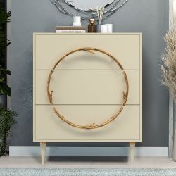 Комод Арт Колор matte Классик Голд с 3 ящиками Серый шелк матовый