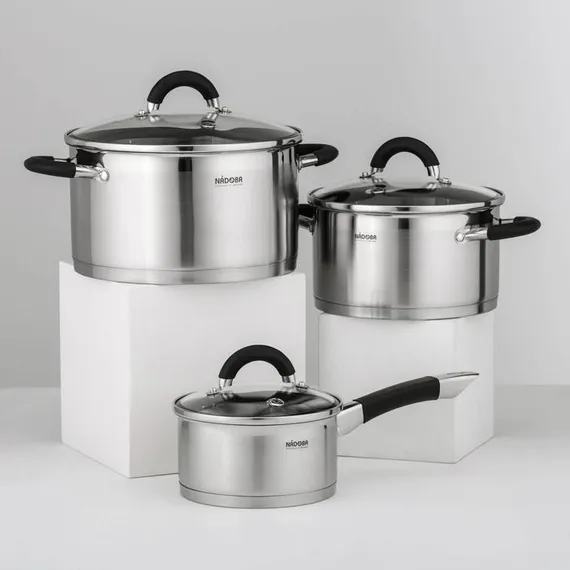 Набор кастрюль NÁDOBA OLINA, 3 шт: 1,5 л, 3,2 л, 6л