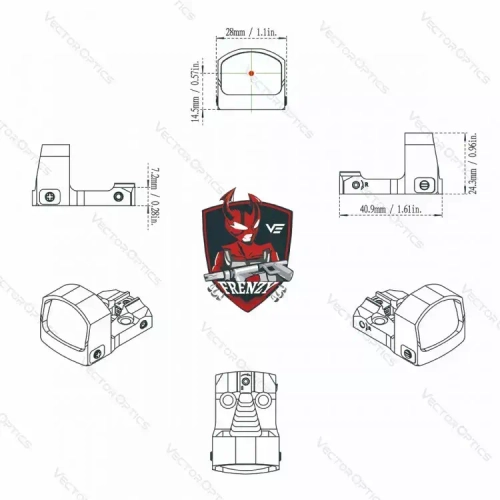 Коллиматорный прицел Frenzy-S 1x17x24 MOS MULTI RETICLE (SCRD-M43)