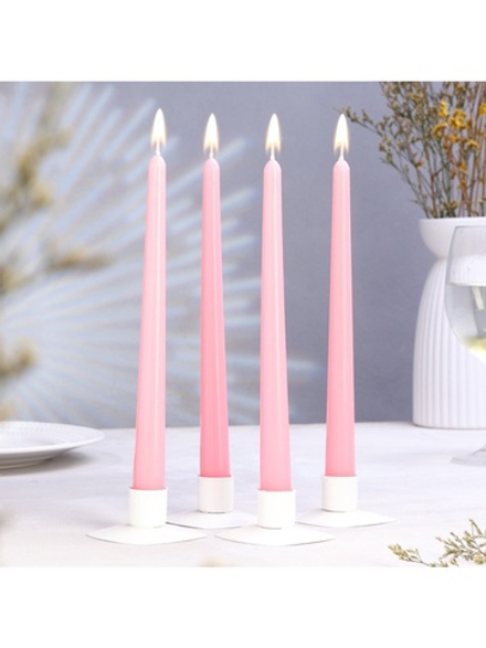 Набор свечей античных, 2.3×24.5 см, 5 ч, 55 г, 4 шт., светло-розовая