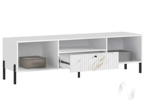 Тумба ТВ (малая)(металл) Оливия (белый/мрамор золото)