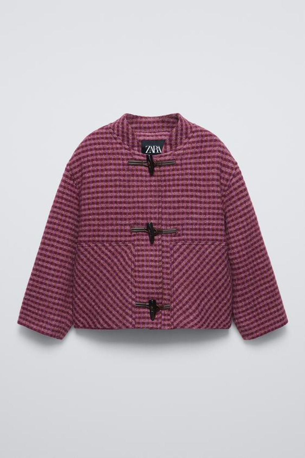 ZARA КУРТКА-ТОГГЛ В КЛЕТКУ, ПУРПУРНЫЙ