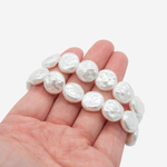 Хрустальный жемчуг в форме монетки, белый, 13мм