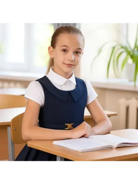 Сарафан- школьный для худенькой девочки.