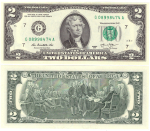 Счастливая банкнота 2 доллара 2013 год UNC